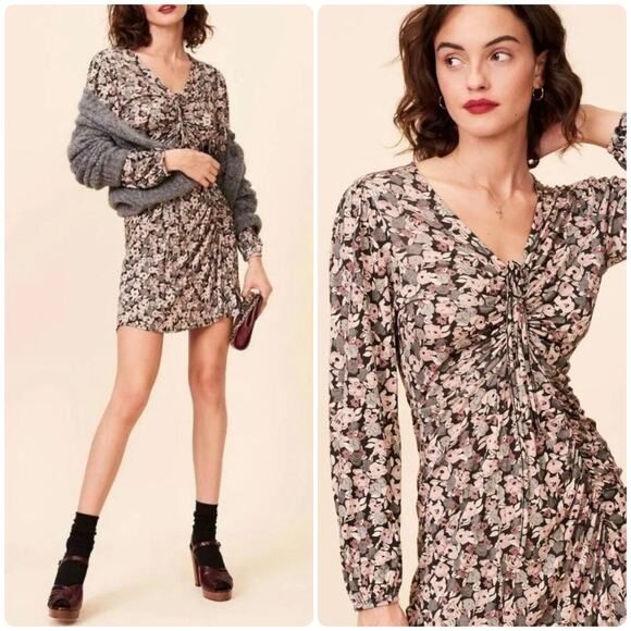 Rouje Fleurs Floues Anne mini Dress size 40 US 8 gray pink - Picture 1 of 8